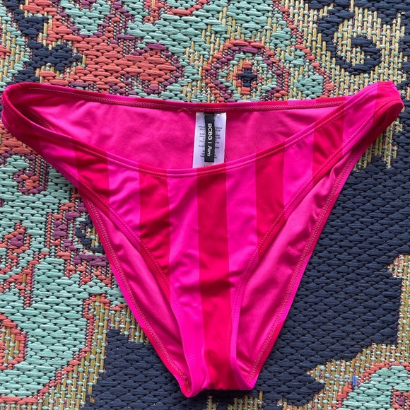 BCBG Red Stripe High Cut Bikini Bottom - Picture 2 of 5